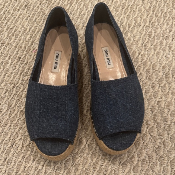 Miu Miu Shoes - Miu Miu Denim Platform Espadrilles